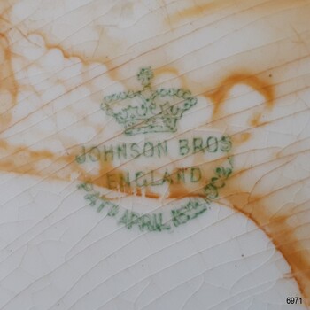 Green maker's stamp has crown symbol above name and date patented.