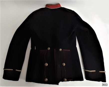 Back of tunic showing details of cuffs, back buttons and collar