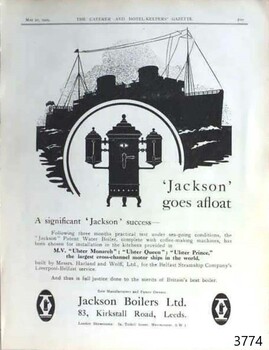 Advertisement for using the boiler on a sea vessel