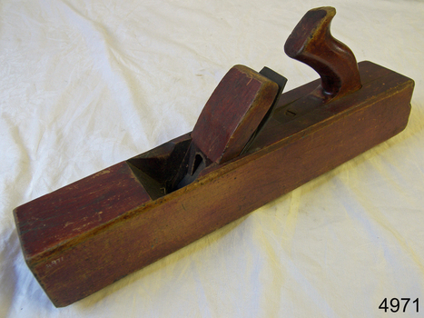Wooden jack plane or smoothing plane with inscriptions