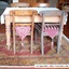 four chairs with squab cushions on them