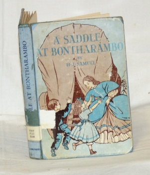 Blue covered book with illustrated front cover picturing a woman and two cildren