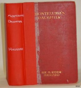 Red hardcovered book with handwritten text on replaced spine, and gold embossed text on cover