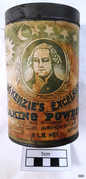 Label has portrait and fancy decoration