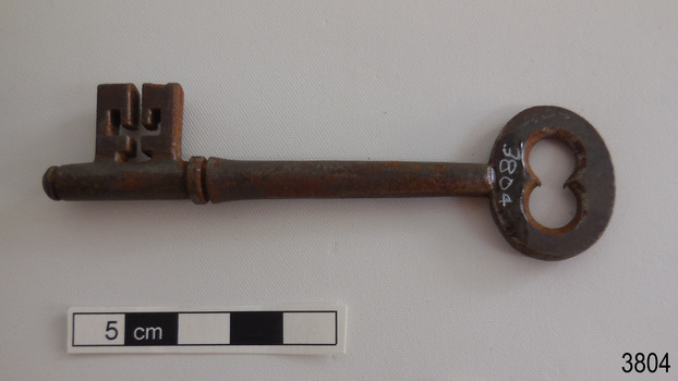 Reverse side of long iron latch key