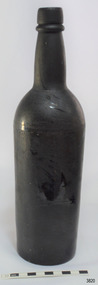 Black glass, cylindrical, bulbous neck