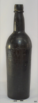 Black glass, cylindrical, bulbous neck