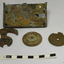 Brass has patination and corrosion.