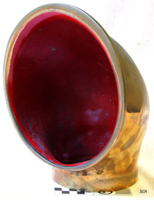 Brass ship fitting , hollow cone with hooded side opening, painted red inside