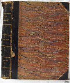 Large volume of bound newspapers in hard covered, leather spined book