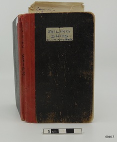 Black covered notebook detailing many aspects of maritime and naval activities and terminology. 
