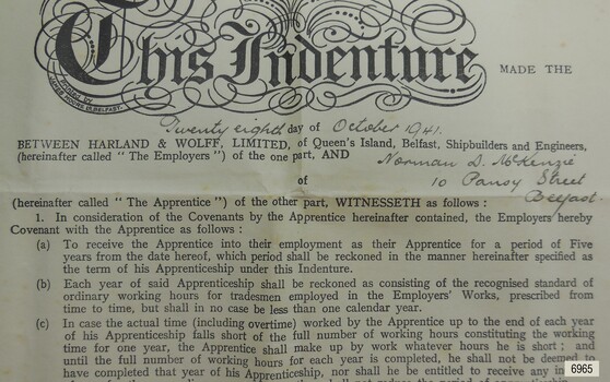 Apprentice's name and address