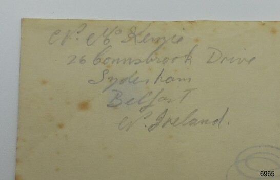 Five lines of handwritten details in lead pencil