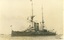 Black and white photograph of a battleship