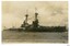 Black and white photograph of a battleship