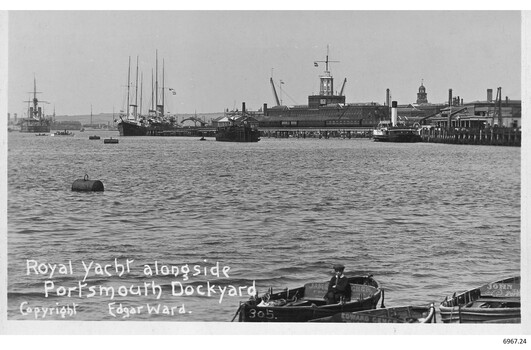 Black and white photograph includes a number of vessels