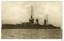 Black and white photograph of a battle cruiser at sea