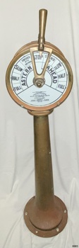 Ship's telegraph, Bridge section, with double sided dial on top of brass pedestal