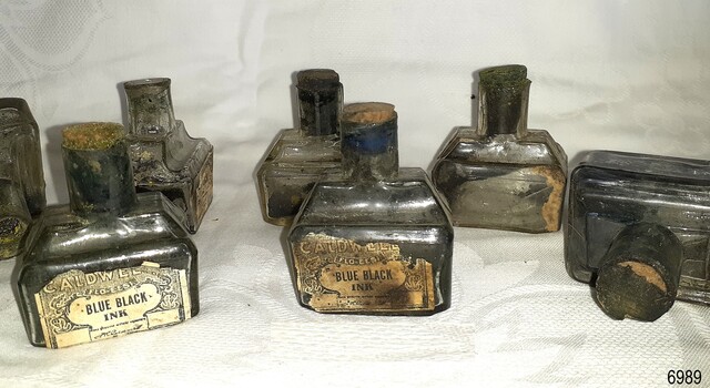 Some bottles have label remnants