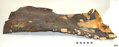 Copper sheathing is buckled and corroded 