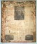A large paper almanac stuck to the rear of the frame. Text is in red and black ink; it also has black and while biblical figures.