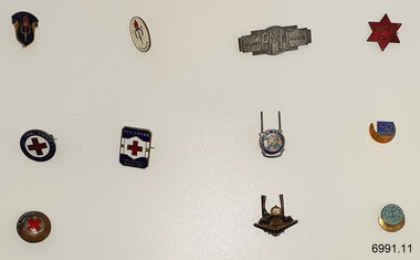 Eleven metal and enamel badges of various organisations.
