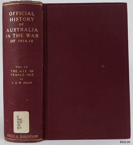 Book, Official History of Australia in the War of 1914-1918 Vol 4