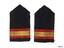 Pair of blue epaulettes with red and gold horizontal stripes