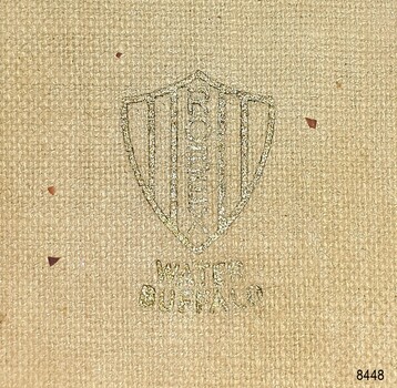 Gold embossed logo on the lining inside the base of the pouch