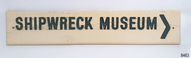 Wooden sign, rectangular, with hand painted lettering