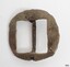 Square buckle, rounded corners, with a slight outwards point in the centre of two sides