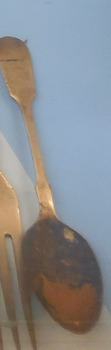 PRIVATE Silver plated tablespoon with plating peeled off in bowl
