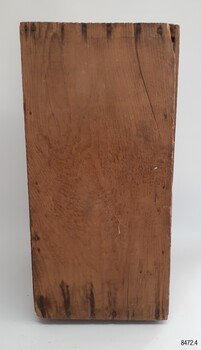 One timber piece with a mended break in right top corner. Nails are visible.