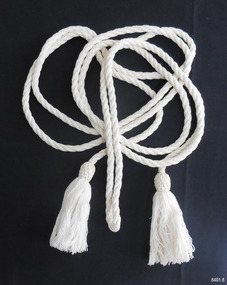 White cotton twisted cord length with a tassel at both ends
