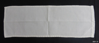 White rectangle of fine line with narrow hem
