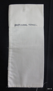 White linen bag with inscription
