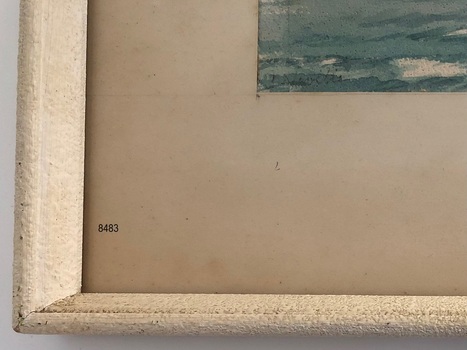 Artist’s signature and closer view of stippled frame. 