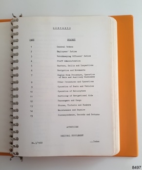 A numbered list with the Table of Contents
