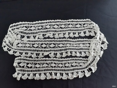 Complete view of length of handmade crochet lace.