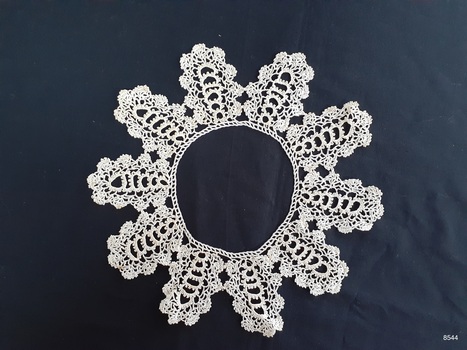Complete view of length of handmade crochet lace.