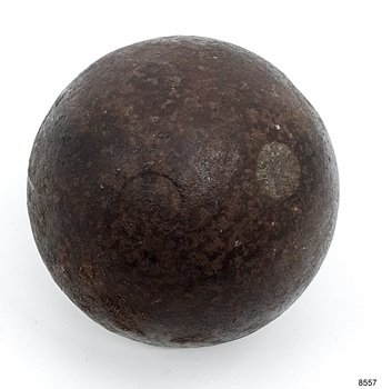 The black ball has two flat areas on this side, a seam on the left