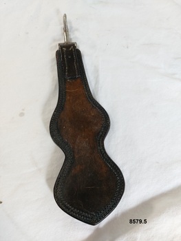 back view of leather horse "Dropper" showing stitching detail