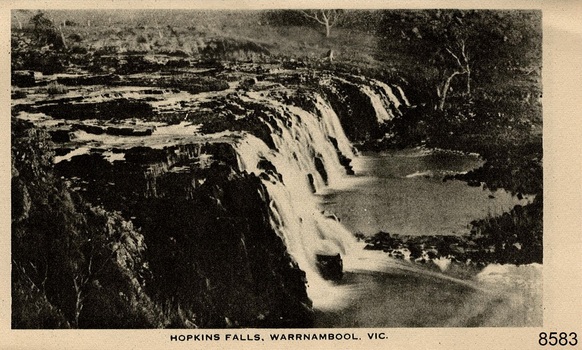 Water flowing over the rocks on the wide Hopkins Falls