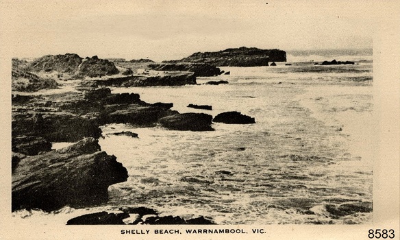 Rocks and rock pools at Shelly Beach, looking towards Lady Bay