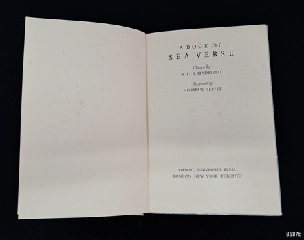 A hardcover book, 80 pages, containing poems from various poets, with sailing ship logos on the outside