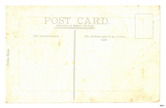 White rectangular card with print and lines