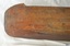 Laminated wood formed to make a half hull model of a ship, bow view