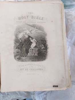 Simplified Title page with title, name of annotations author and engraved picture