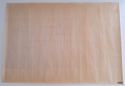 Copy of line plan for vessel on cream rectangular paper
