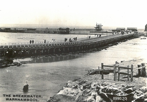 A set of ten black and white photographs of attractions in Warrnambool
